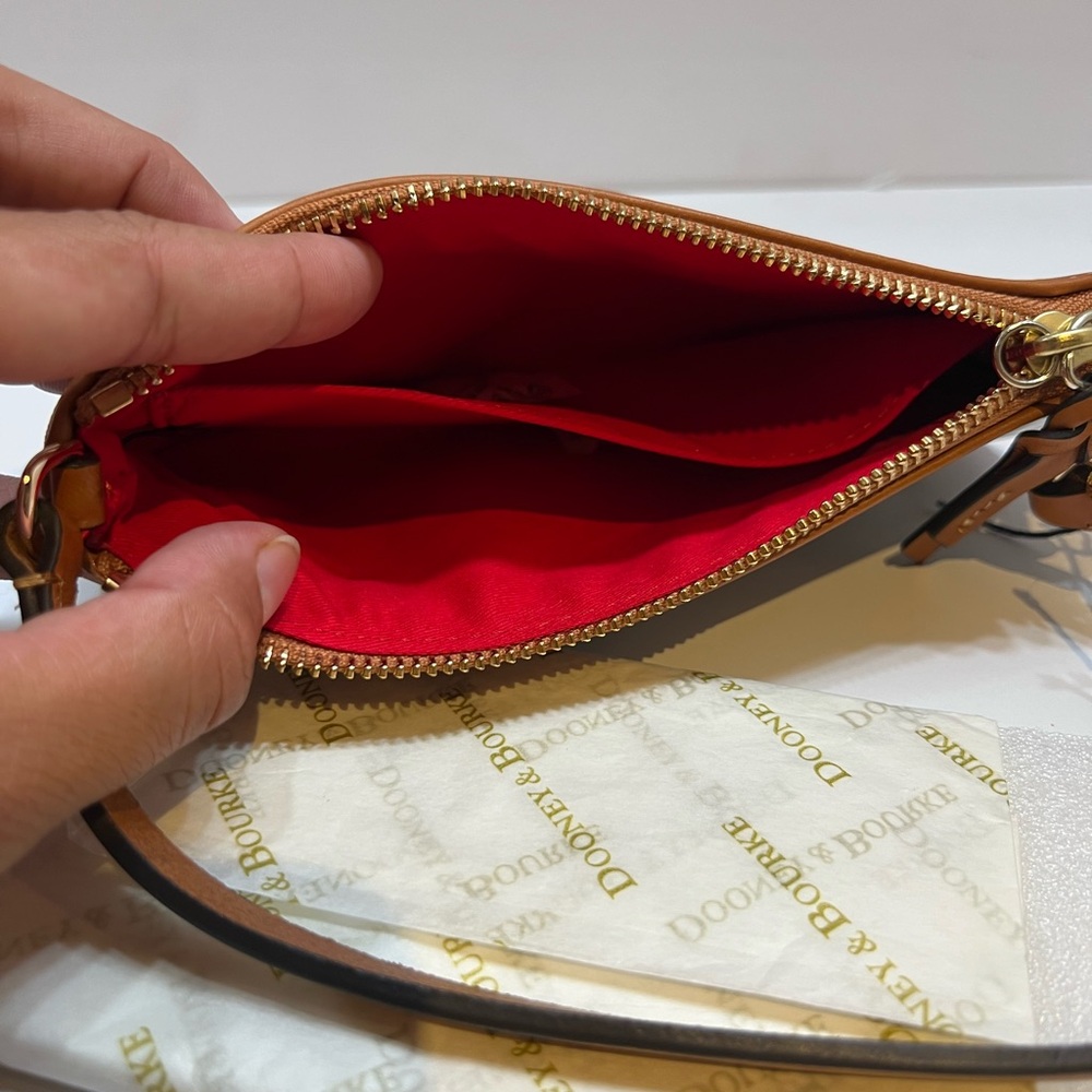 Dooney & Bourke Tan and Green Snake Print Clutch - Picture 8 of 13